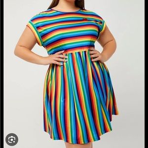 3X stretchy rainbow dress